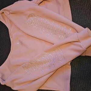 Adidas blush/khaki 00s luxe cropped sweater